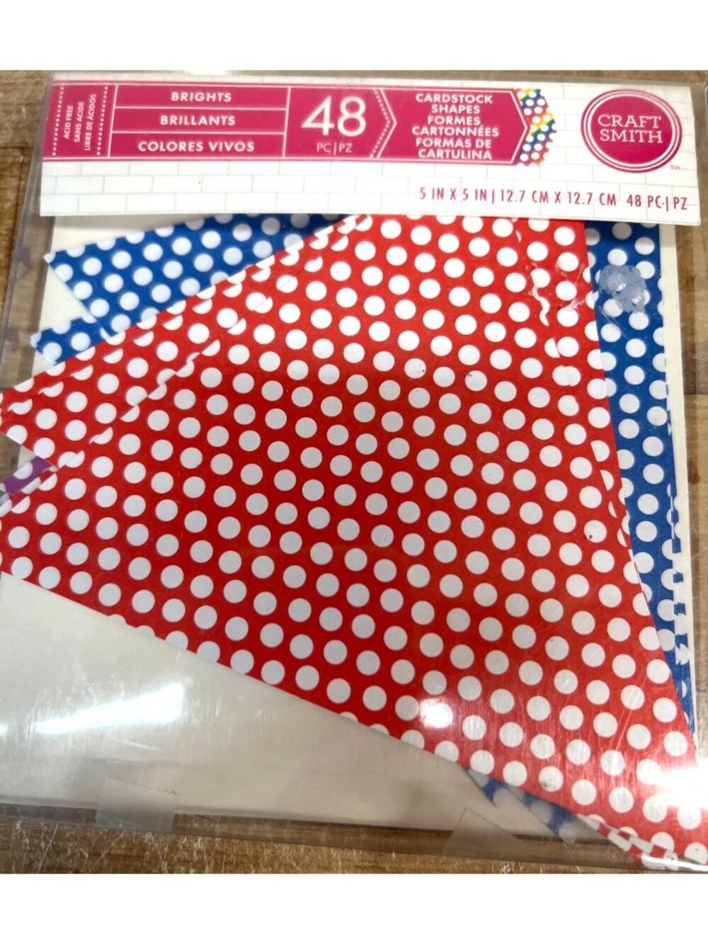 2 Pkg Craft Smith Brights 48-Piece 5x5 Polka Dot Cardstock Shapes For Crafts